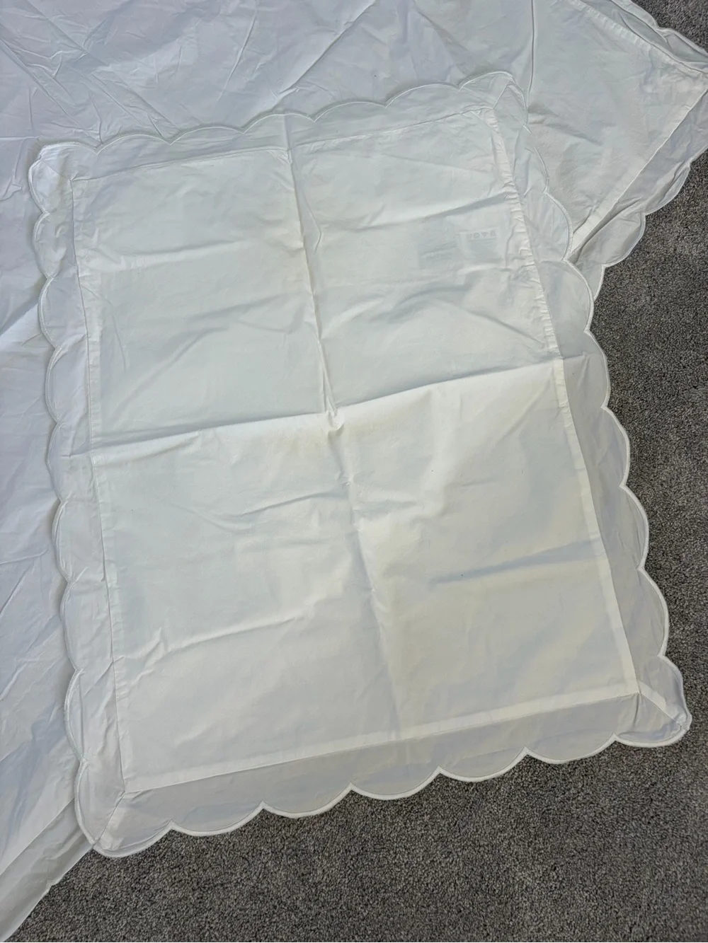 Scalloped white cotton twin duvet from One Kings Lane